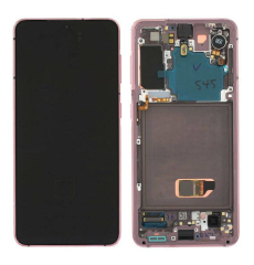 LCD SAMSUNG S21 5G, G991, S OKVIROM, PINK