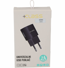 KUČNI PUNJAČ +CLASS MICRO USB CRNI